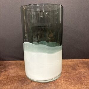 Vintage Pols Potten Elegant Layered Glass Vase with Green and White Design